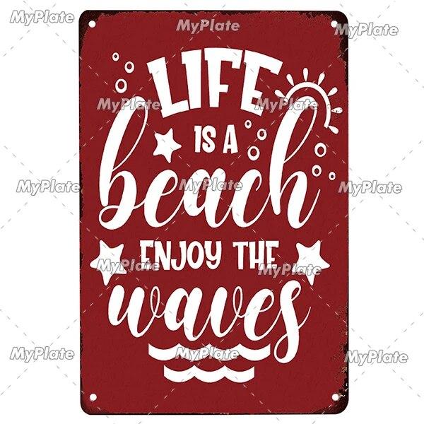 [MyPlate] Beach Metal Sign Vintage Plaque Tin Sign Plate Wall Decor For Bar Club Man Cave Art Painting Poster Gift