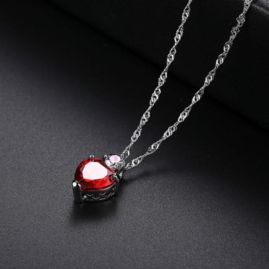 Леди Блестящий цирконий Любовь Сердце Кулон Ожерелье Серьги-гвоздики Комплект Ювелирных Изделий