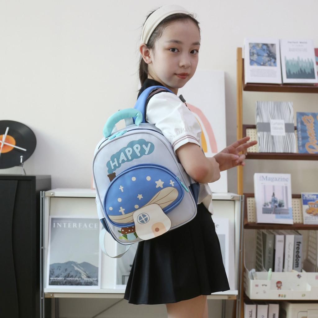 Letters Cartoon Mushroom Pattern Toddler Friendly Lightweight School Backpack For Early Education