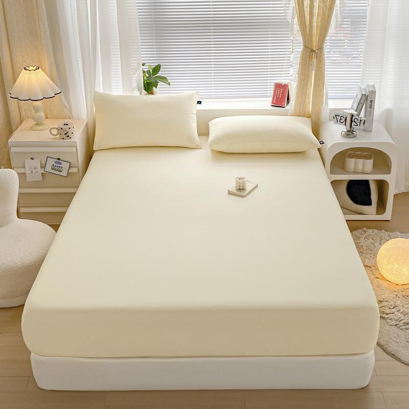 Pure Cotton Solid Color Single Product Fitted Sheet Bed Cover Dust Cover Bed Bag Protective Cover