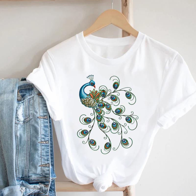 (Asian Size) Clothing Sweet Lovely Flower Trend Casual Women Tee Top Short Sleeve T Shirt Fashion Print Lady Female Graphic T-shirts