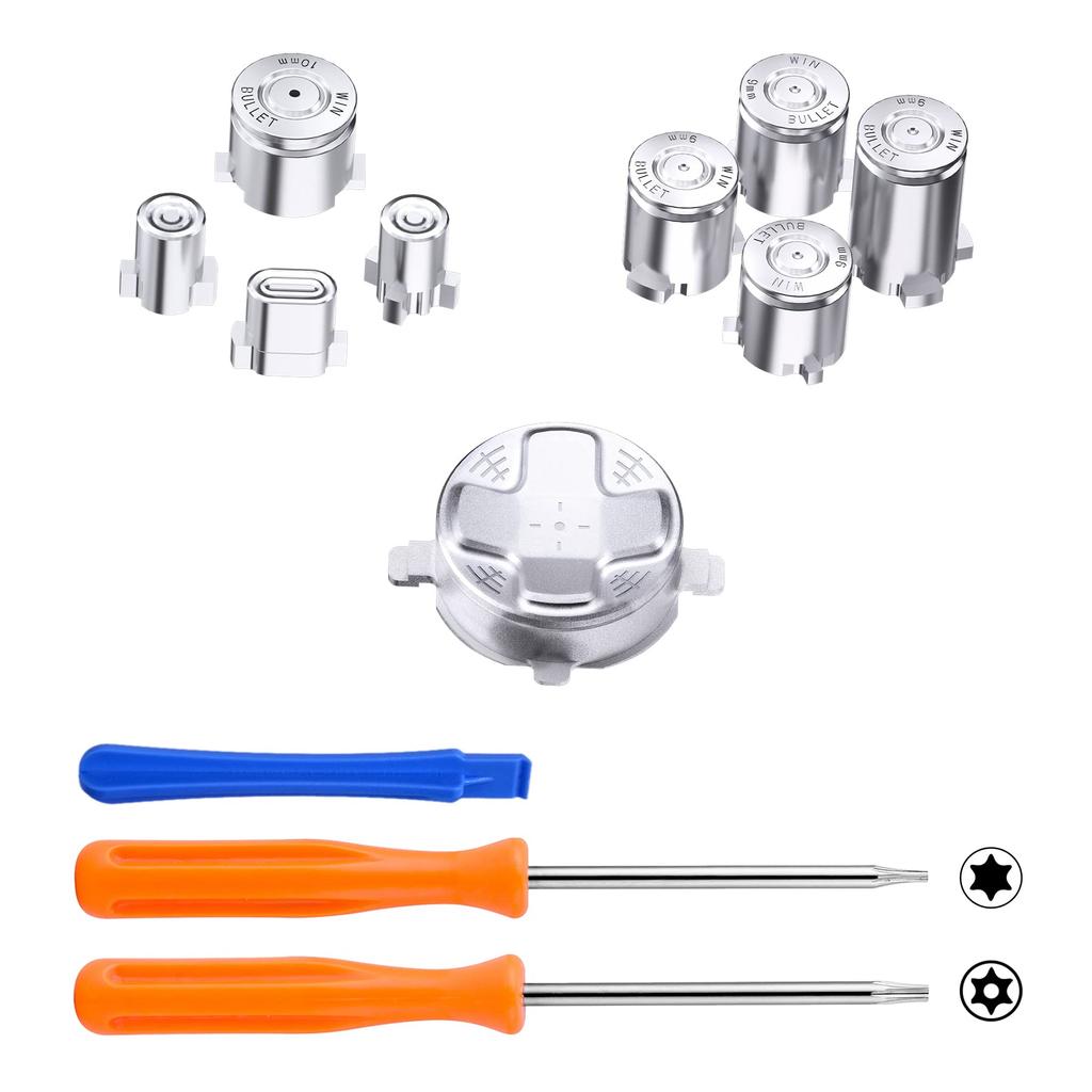 EXtremeRate Металлические красные кнопки для беспроводного контроллера Xbox Core, Набор пользовательских аксессуаров для Xbox Series X S, Запасные части из алюминиевого сплава для кнопок ABXY и Home