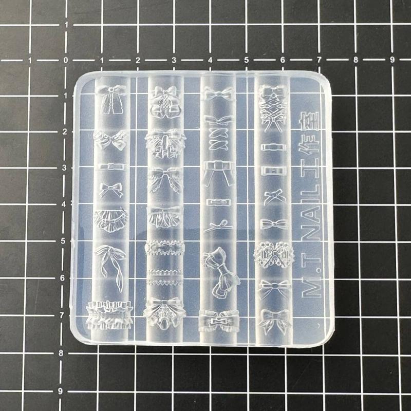 3D Силиконовая форма для ногтей с бантиком, Сладкий цветок, Сердце, Кружево, Прозрачные шаблоны для ногтей, Инструмент для дизайна маникюра, Декор для нейл-арта DIY