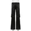 Women's Designer Multi-Pocket Low Waist Casual Hipster Satin Flared Trousers