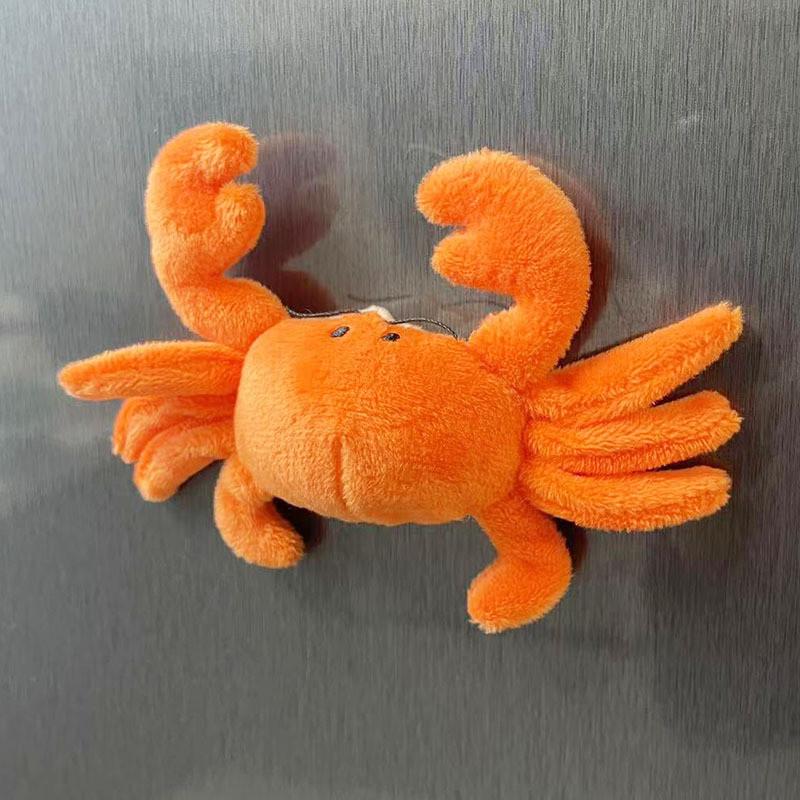 Plush Ocean Animal Refrigerator Magnet Set Including Bright Red Lobster And Cheerful Sea Star