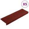 VidaXL Self-adhesive Stair Mats 5 Pieces 65 X 21 X 4 Cm Rectangular Border Burgundy Red 149730
