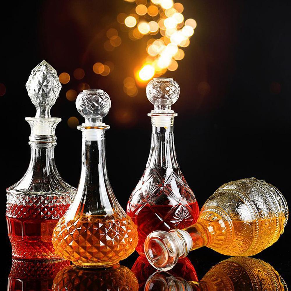 Carving Glass Wine Bottle, Whiskey Red Wine Liquor Wine Separator, Wine Cabinet Decoration, Empty Wine Bottle, 8000/1000ML