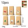 Kraft Paper Christmas Gift Bags with Merry Christmas Design and Stickers for Candy and Baked Goods