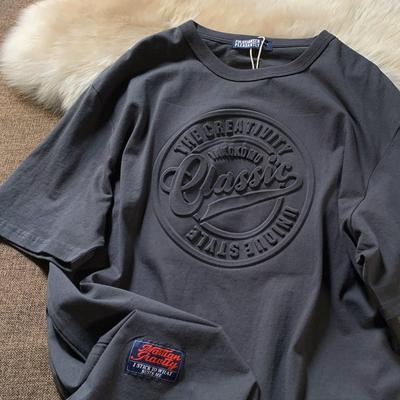 Летняя корейская версия вогнуто-выпуклая трехмерная футболка с надписью, с круглым вырезом и коротким рукавом, для мужчин и женщин, базовая футболка, трендовый топ