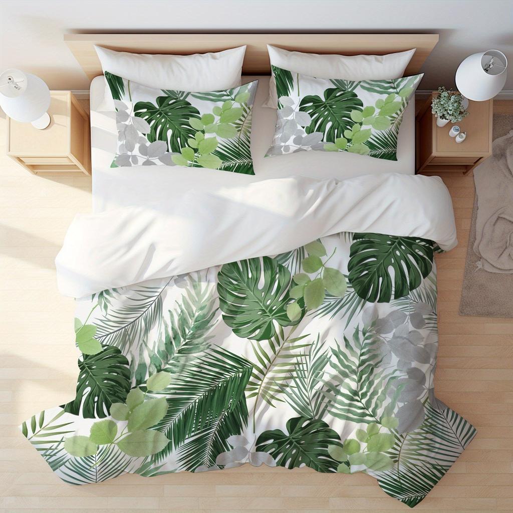 Comforter Green Leaves Christmas Gifts Pet Dog Bedding Set Polyester Suitable For Children And Adults 3-Piece Set Plant