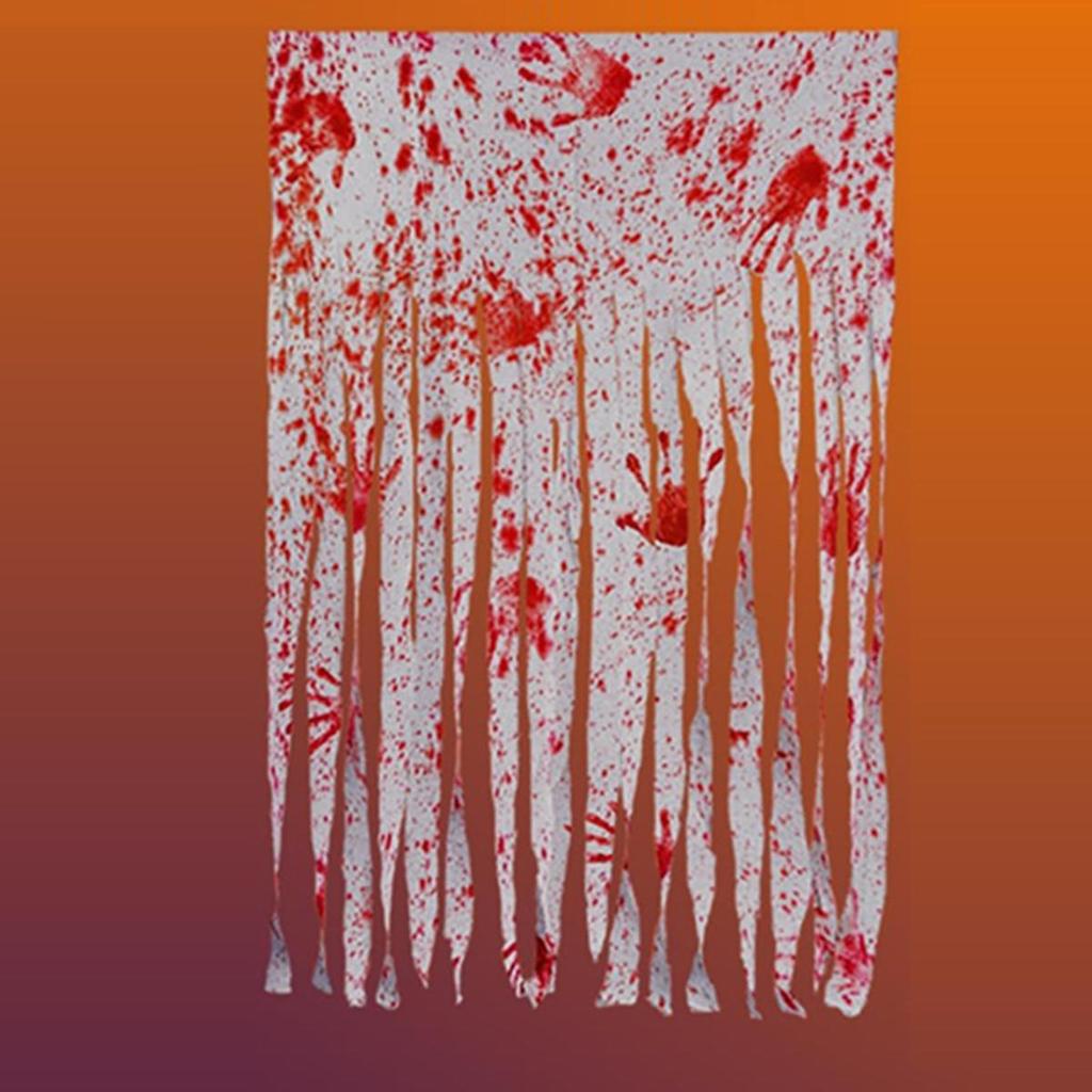 Halloween Decorative Door Curtain Blood Handprint Curtain Party Haunted House Door Pendant Horror Atmosphere Arrangement Bloodstained Cloth Strip Prop