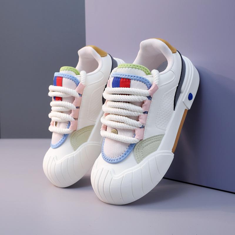 Маленькие белые туфли женские новые осенние универсальные модные туфли в тренде повседневная обувь с увеличенной толстой подошвой E