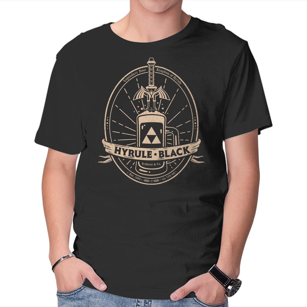 Unisex Crew Neck T-Shirt Hyrule Black Graphic Short Sleeve Casual Tee
