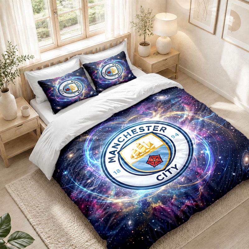 Bedding Set 1 Duvet Cover 2 Pillowcases Manchester City Print Bedroom Home Decoration
