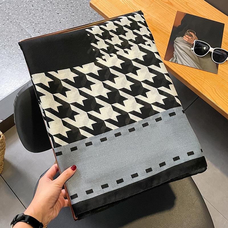 1PC 180*90cm Keep Warm New Elegant Luxury Silk Scarf Decoration Shawl Sun Protection With Women Fashion