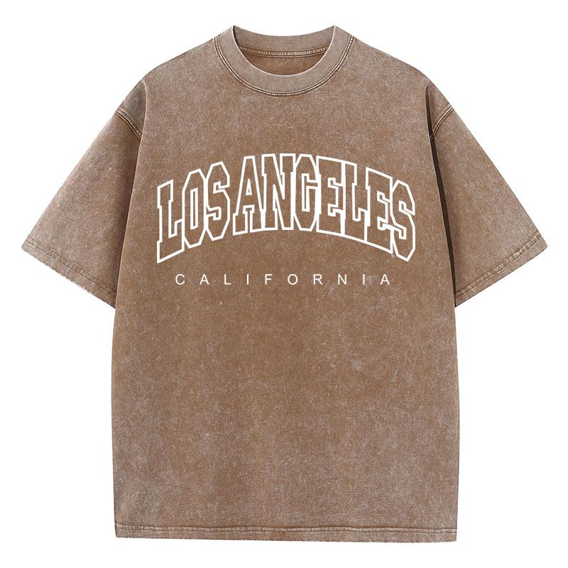 White Los Angeles Art Pattern Design Print Tshirt Male Versatile Sports T Shirt Aesthetic Daily T-Shirts Harajuku Loose Tops