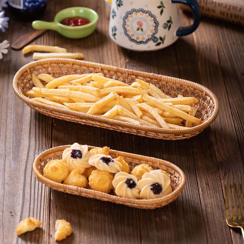 Weaving Bread Hand-Woven Fruit Food Rattan Storage Basket Rattan Tray Storage Tray Wicker Basket