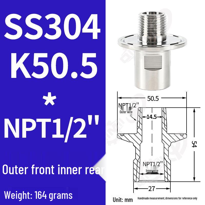 Быстроразъемный соединитель-зажим SS304 1,5" TC на 1/2" NPT наружный/внутренний