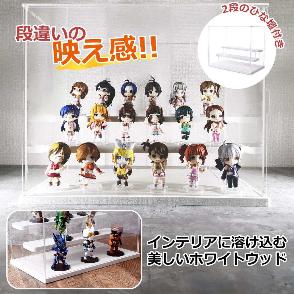 LED Light Tiered Display Acrylic Figure Front Assembled Figure krs15 [kuriiro] & Case, Case, Door, Shelf, Stand, (2-Tier)