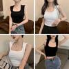 [WinsGreat] Tank Top Ladies Short Length Sleeveless Navel Exposed Inner Tops Camisole U Neck Dress Slimmer Simple Underwear Underwear Layered Clothing
