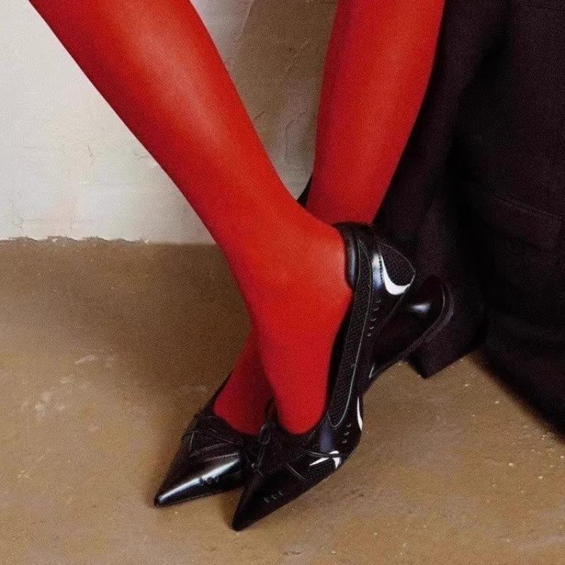 2025 Women Pumps Spring Autumn Elegant Bow Heels Pointed-toe High Heels Shoes Women Shallow Mouth Floating Dress Single Shoes