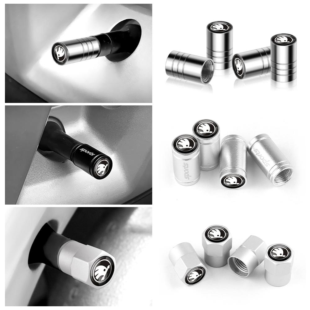 SSOE5 Tire Valve Caps Car Truck Motocycle Bike Tyre Wheel Stem Air Valve Dust Cover for Skoda Octavia Rapid Fabia Superb Kodiaq Karop