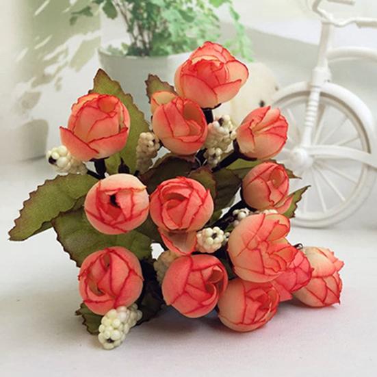 Сладкий искусственный букет из бутонов роз, домашняя свадебная ткань, роза, 15 цветов на 1 шт.