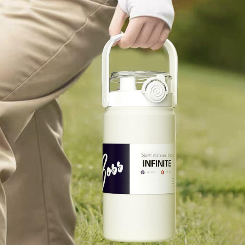 1L/1.2L Thermos Cup Stainless Steel Vacuum Flask Household Straw Thermal Bottle Soprt