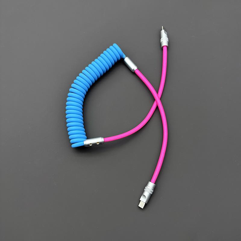 Color Matching Silicone Spring Fast Charging Data Cable Compatible With Carplay For Mobile Phone