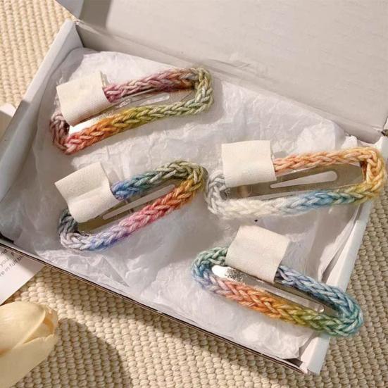 Радужная заколка для волос, плетеный цветок, сердце, звезда, облако, декоративная форма, аксессуары для волос, легкая заколка для волос для девочек