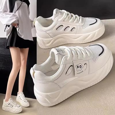 Толстые белые туфли женские сетчатые дышащие спортивные туфли летние новые универсальные туфли