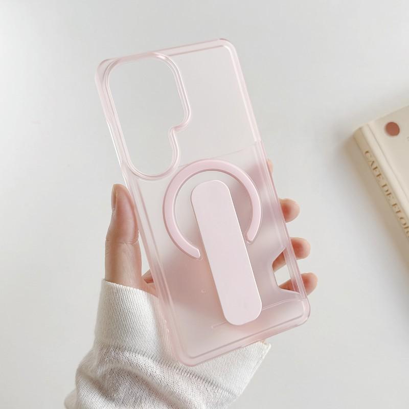 Magnetic Stand Phone Case S26 Ultra S25 S24 Semi-Transparent Matte Card Slot Shockproof
