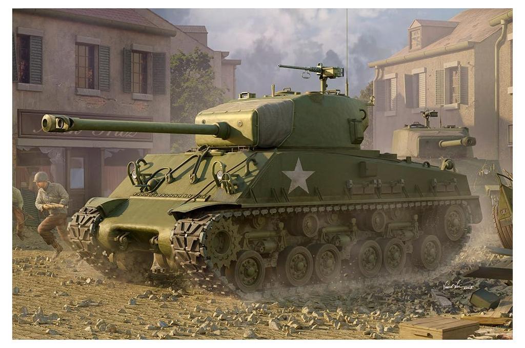 iLoveKit Scale US Army M4A3E8 Sherman Medium Tank Early Model Plastic Model Kit ILK61619 Molded In Color 1/16