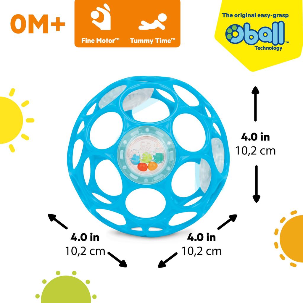 Bright Starts Oball Rattle Baby Toy Blue 12281 Soft Ball Stroller Teether Newborn Gift