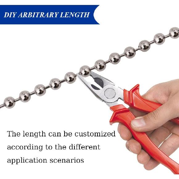 50ft Ball Bead Chain, #10 Stainless Steel Ball Chain, Roller Shade Chain&Vertical Window Blinds, Dog Tag Chain, Bead Chains for Jewelry Making/Crafts