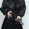 Женский ремень в готическом стиле с шипами, двухрядный, с отверстиями, поясная лента, надежная нескользящая застежка, модный аксессуар из ПУ кожи