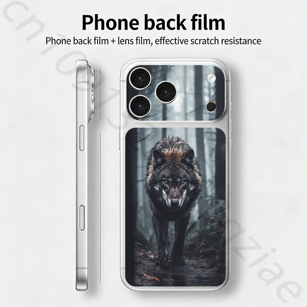 Волк для iPhone 17 pro Max /17 pro Полное покрытие Наклейка Skin Wrap 3D Цветная Задняя Защитная Пленка-Наклейка