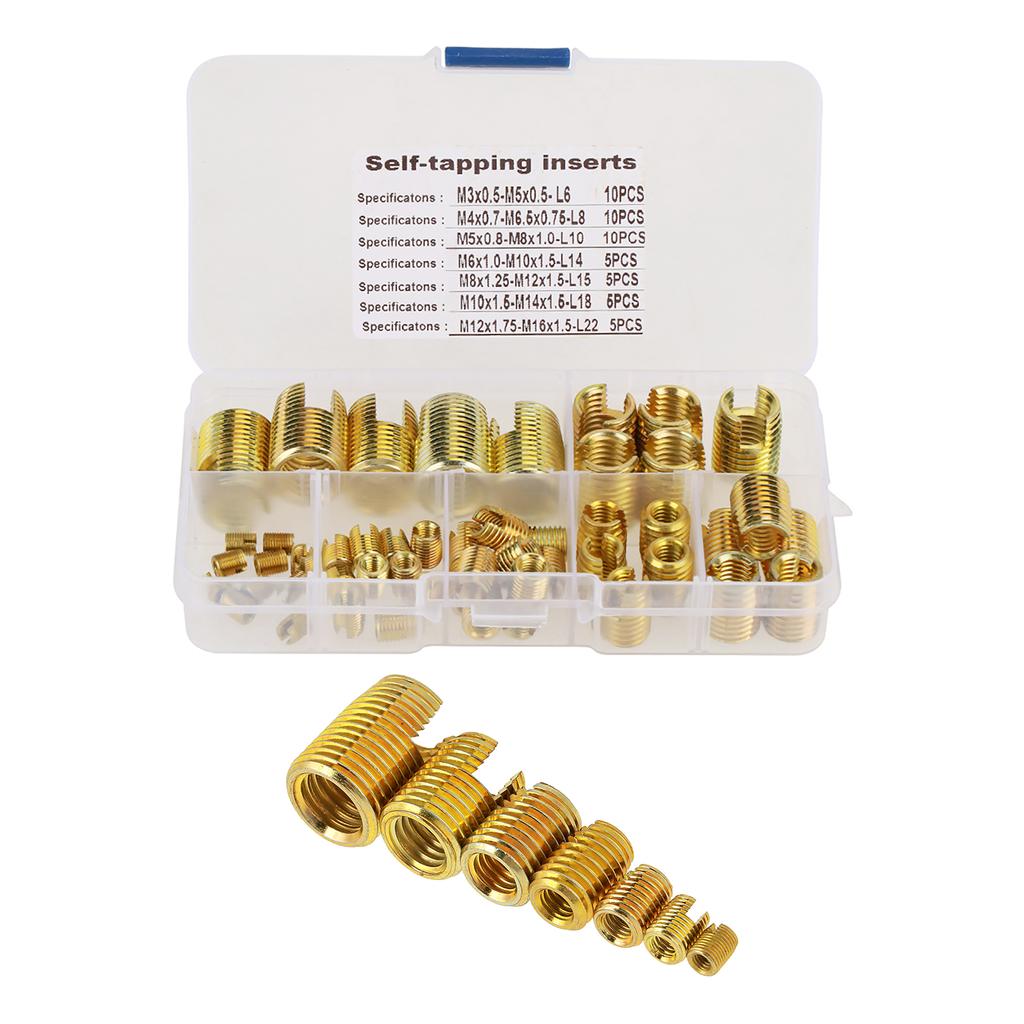Self Tapping Insert Thread    Tool Nut Inserts with Great Strength and Stability for Metal and Plastics Processing Industry 50Pcs Brass Inserts C