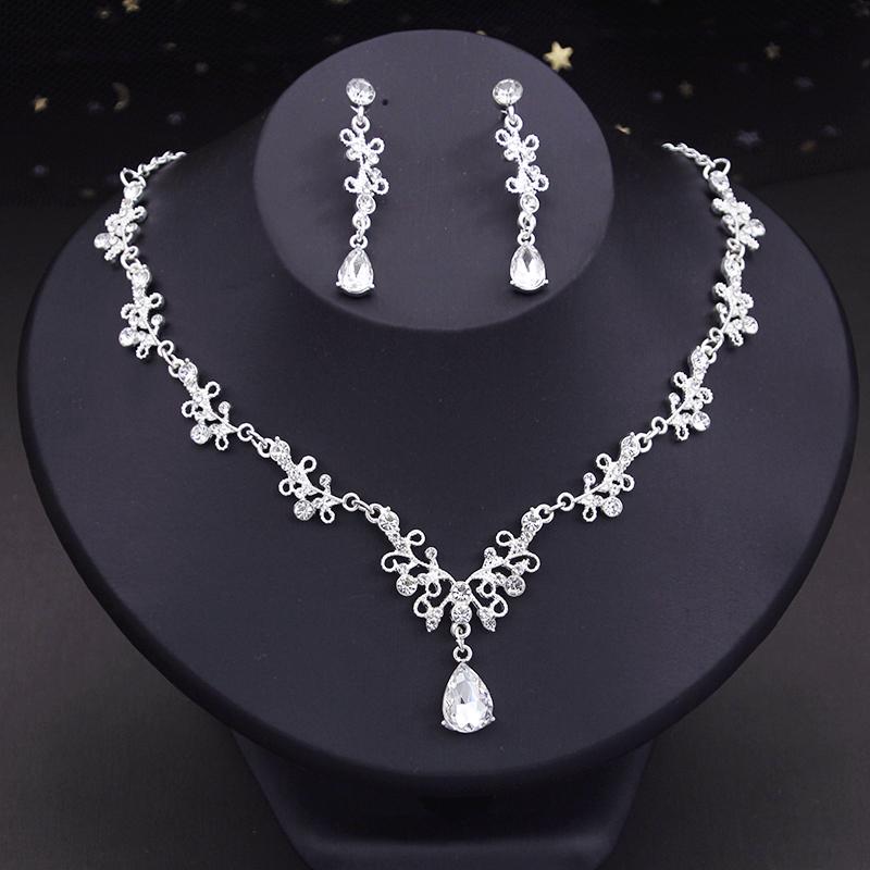 Подвески со стразами и кристаллами, ожерелья, серьги, наборы для женщин, модные украшения, свадебные аксессуары для выпускного костюма