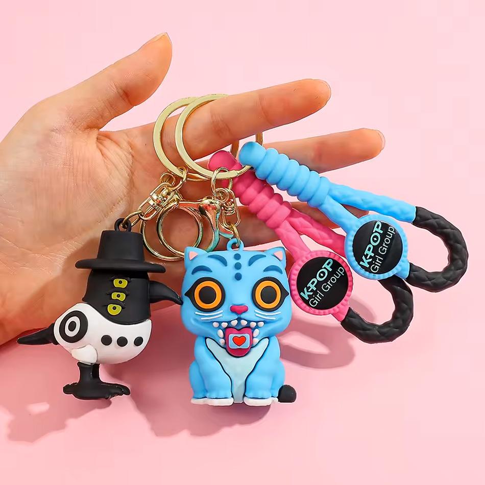 New Kpop Demon Hunters Little Tiger Keychain Pendant Cartoon Anime Monster Hunt Girls Key Ring Bag Hanging Decoration Gifts