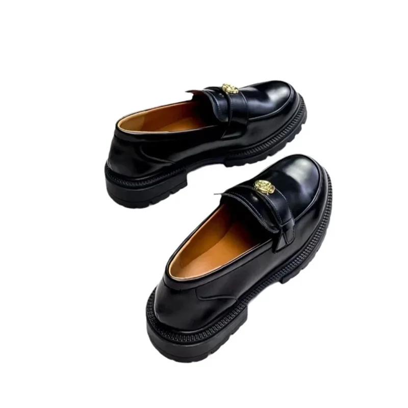 Женские туфли с цветочными пуговицами, британский стиль, лоферы на толстой подошве, повседневные лоферы для колледжа, модные кожаные туфли для девочек