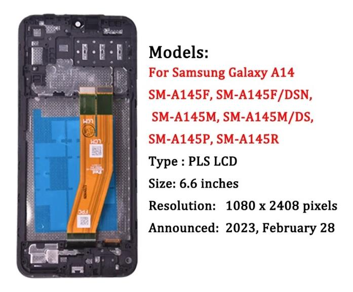ЖК-экран с рамкой для Samsung A14 5g A146B/A146U/A146P, ЖК-дисплей в сборе с сенсорным экраном