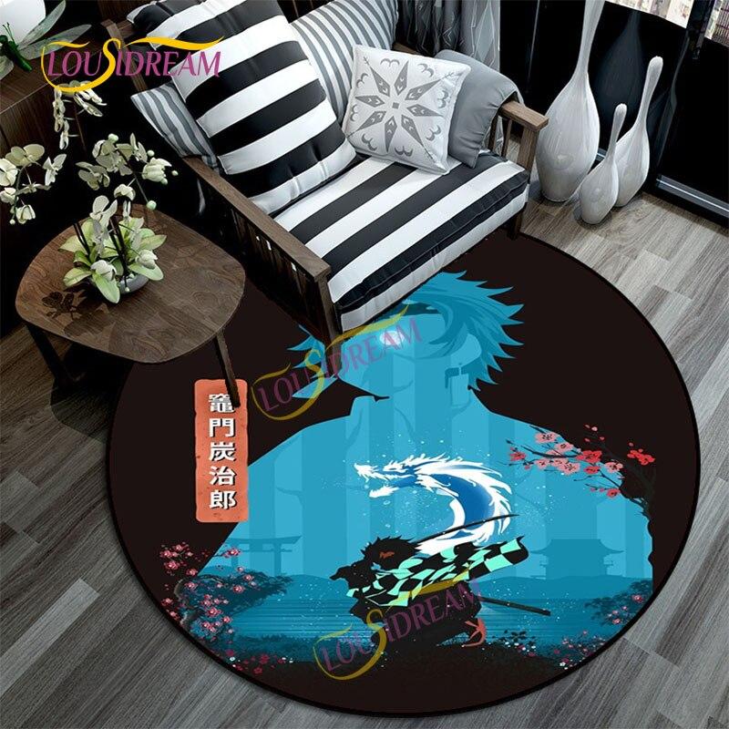 Коврик «Убийца демонов», 3D-печатный мультяшный напольный круглый коврик, коврик для стула для детской комнаты, украшение дома, моющийся ковер.