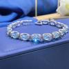 European & American Micro-Paved Aquamarine Row Ring & Galaxy Princess Lace Edge Bracelet with Colorful Gems