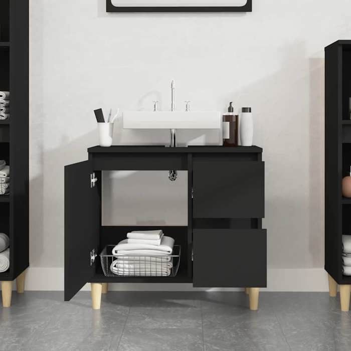 VidaXL Bathroom Cabinet Black 65x33x60 Cm Engineered Wood 819821