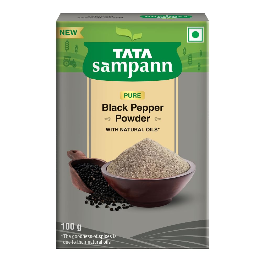 TATA Sampann Чистый порошок черного перца 100 г для приготовления пищи, вкуса, специй, приправ, мельница