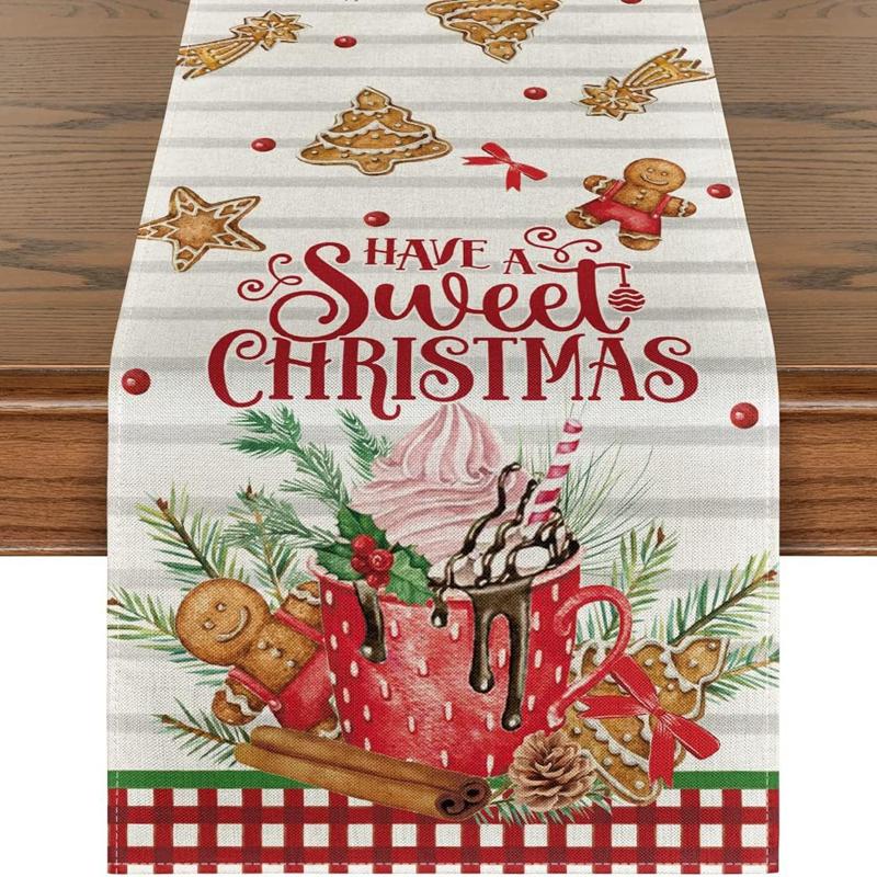 Linen Christmas Table Runner Snowman Xmas Tree Home Dining Table Cover Tablecloth 2025 Navidad Noel Christmas Decorations 2025