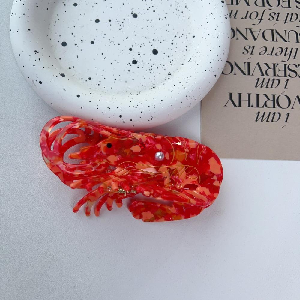 Ацетатный краб для волос с креветкой, дизайн «груша» со стразами, крабы-лобстеры для волос, зажим для захвата волос, для девочек
