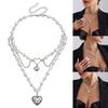 Multilayer Clavicle Chain Stylish Pearls Heart Neckachain Love Pendant Necklace for Women Girls Unique Jewelry Gift