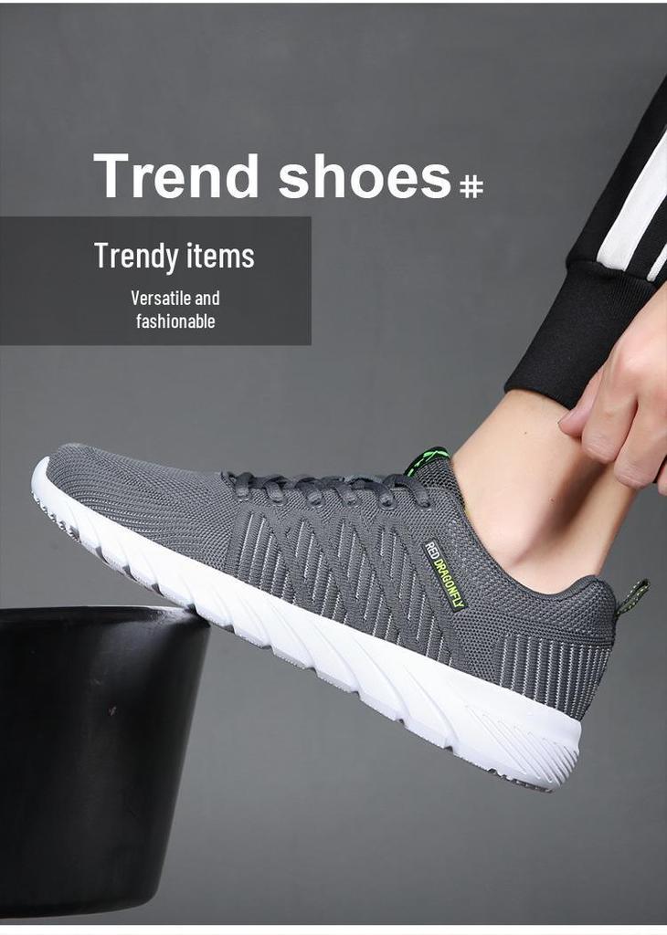 Мужские дышащие кроссовки Red Dragonfly Flyknit для бега - Весенне-осенние повседневные спортивные кроссовки
